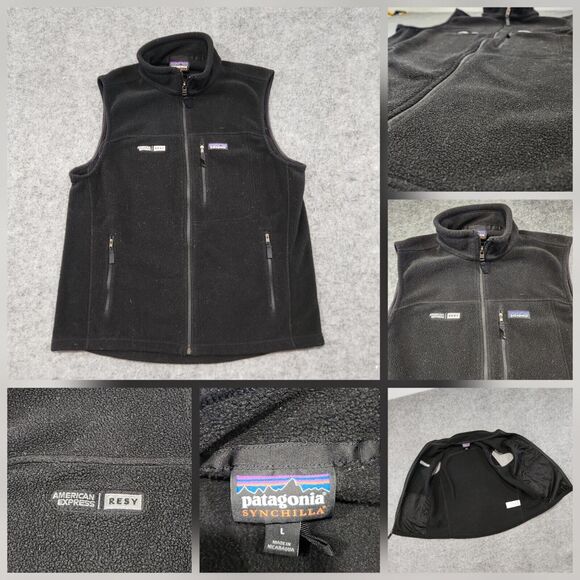 Patagonia Mens L Large Classic Synchilla Vest Full Zip Fleece American Express - Picture 1 of 15